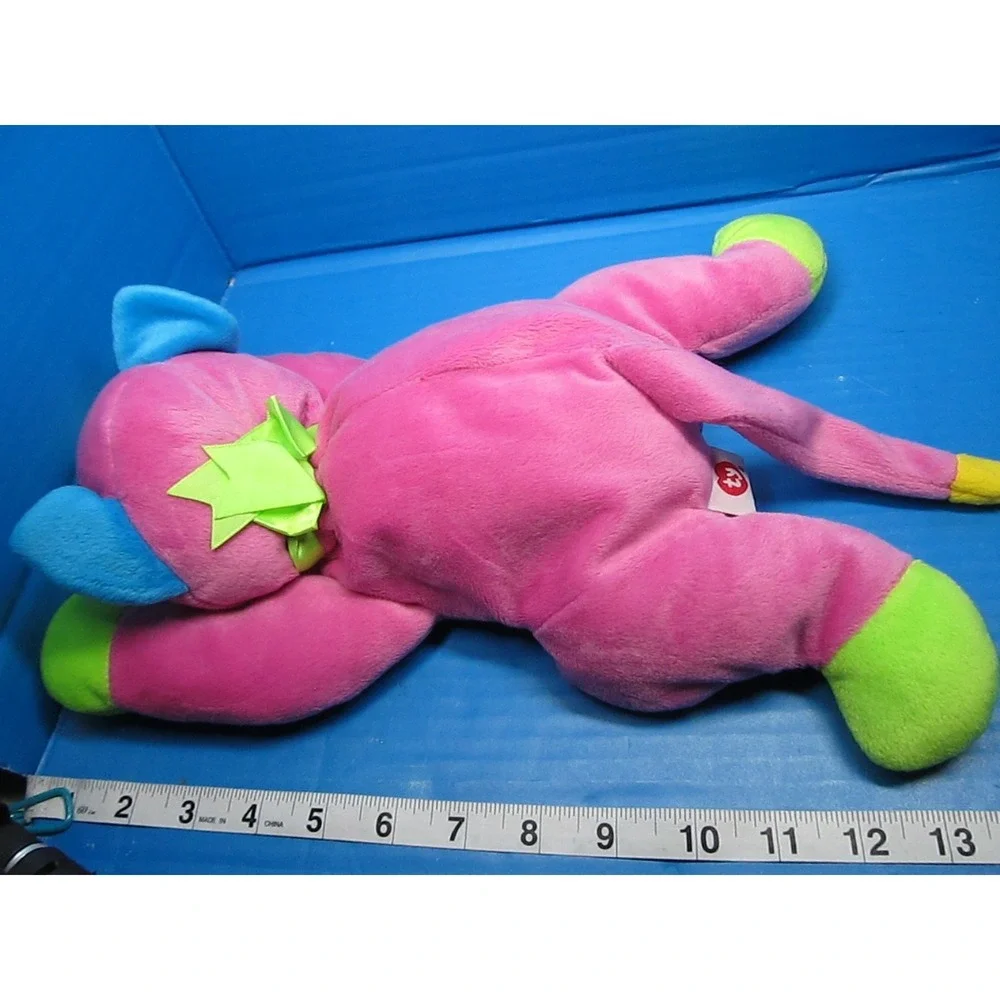 Ty Pillow Pal Meow Kitty Cat Bright Color Blocked Plush '98 Pink Multicolor 13